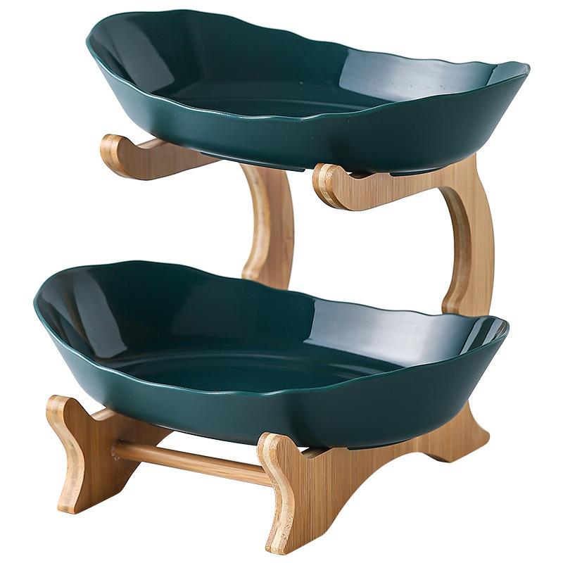 Table Plates For Serving Plates Dinnerware Wooden Partitioned Dish Snack Candy Cake Stand Bowl Home Food Fruit Plates Set