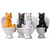 Мини-статуэтки кошек, украшения, фигурки кошек из смолы, сидящих на унитазе, миниатюрный декор, животные, садовые скульптуры, украшения