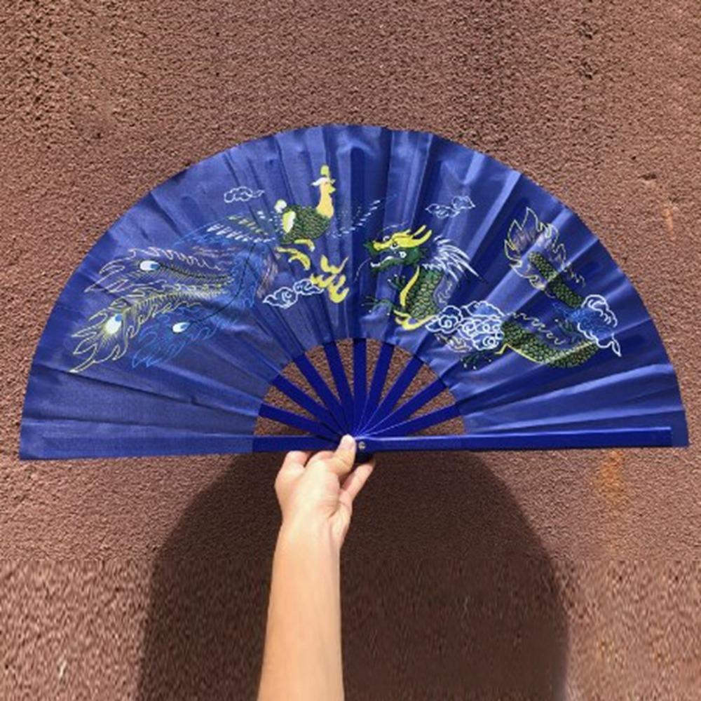 Пластиковая кость Китайский веер Тайцзи Йога Кунг-фу 34 см Ручной складной сценический веер Декор для свадьбы и вечеринки