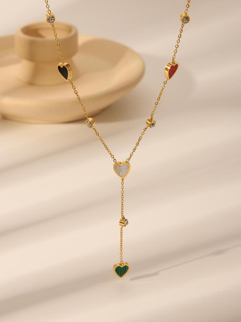 Европейская и американская мода Y-образное ожерелье из нержавеющей стали на ключицу с ракушкой, бабочкой и кисточками в виде маленьких цветов