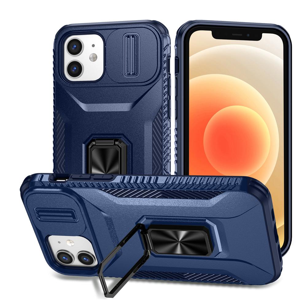 KEYSION Shockproof Case for iPhone 11 Pro Max Slide Camera Lens Protection Ring Stand Phone Back Cover for iPhone XS Max X XR