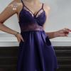 Women's Solid Lace Comfy Cami Sleep Dress Lounge Set