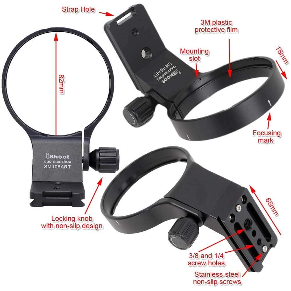 iShoot Металлическое кольцо для камеры, крепление для штатива, кольцо для крепления штатива, опорное кольцо для объектива, хомут для кронштейна объектива, гнездо для штатива, для Sigma 105mm F1.4 DG HSM Art & 1