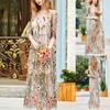 Women's Seaside Holiday Beach Long Dress Mid-length Retro Embroidery Mesh Dress