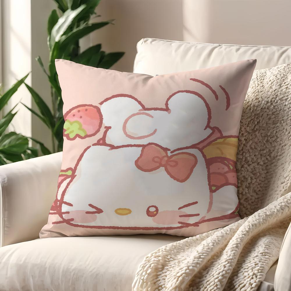 Kawaii SsanrioS Chibi cushion cover For Pillow Printing Sofa Decoration Home Car Room Coffee Shop Office Nordic Simplicity