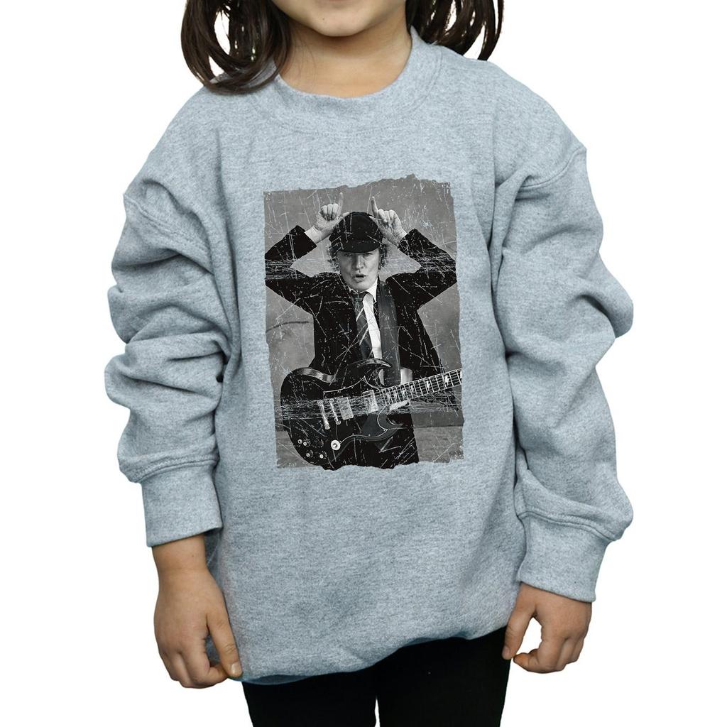 AC/DC Girls Angus Young Distressed Photo Sweatshirt