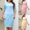 Spring Summer Plus Size Women's Dresses Splicing Embroidery Lace Slim Cocktail Dresses