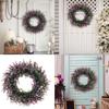 Artificial Spring Wreath PurpleFlower Wreath Eucalyptuses Flower Wreath for Front Door Wall Wedding Party Home