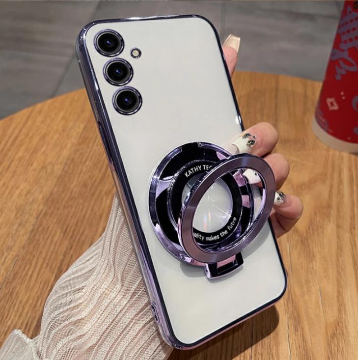 Роскошный чехол для беспроводной зарядки MagSafe для iPhone 11 12 13 14 15 Pro Max Plus с блестками, магнитным кольцом-подставкой, прозрачная крышка