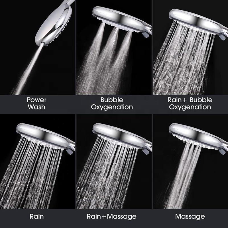 High Pressure Jet Handheld Shower Head, 6-Setting Showerhead with Built-in Power Wash to Clean Tub