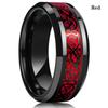 8 Colors 8mm Men's Stainless Steel Dragon Ring Inlay Red Green Black Carbon Fiber Ring Wedding Band Jewelry Size 7-12