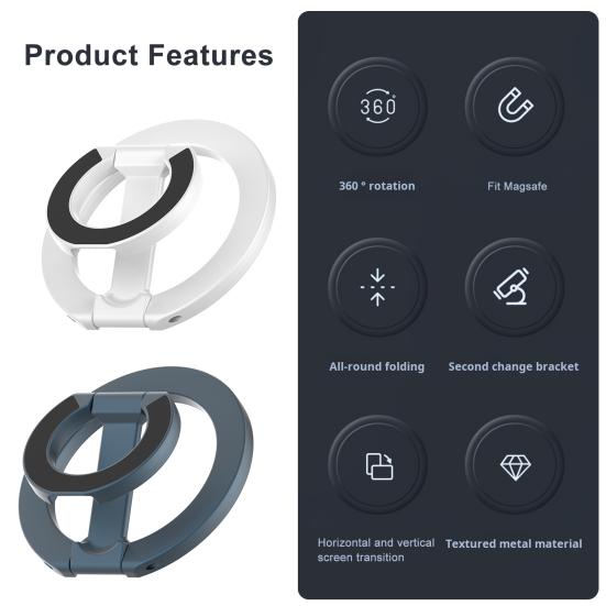 Магнитный держатель для телефона MagSafe Magnet Finger Ring Stand Strong Magnet Grip 360-градусная поворотная подставка для телефона