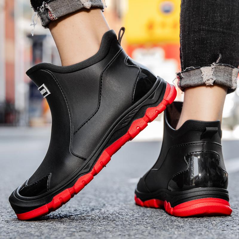 Camouflage Rain Shoes Men's Fishing Waterproof Shoes Large Size 48 Non-slip and Wear-resistant Construction Site Labor Insurance Short Rain Boots Kitc