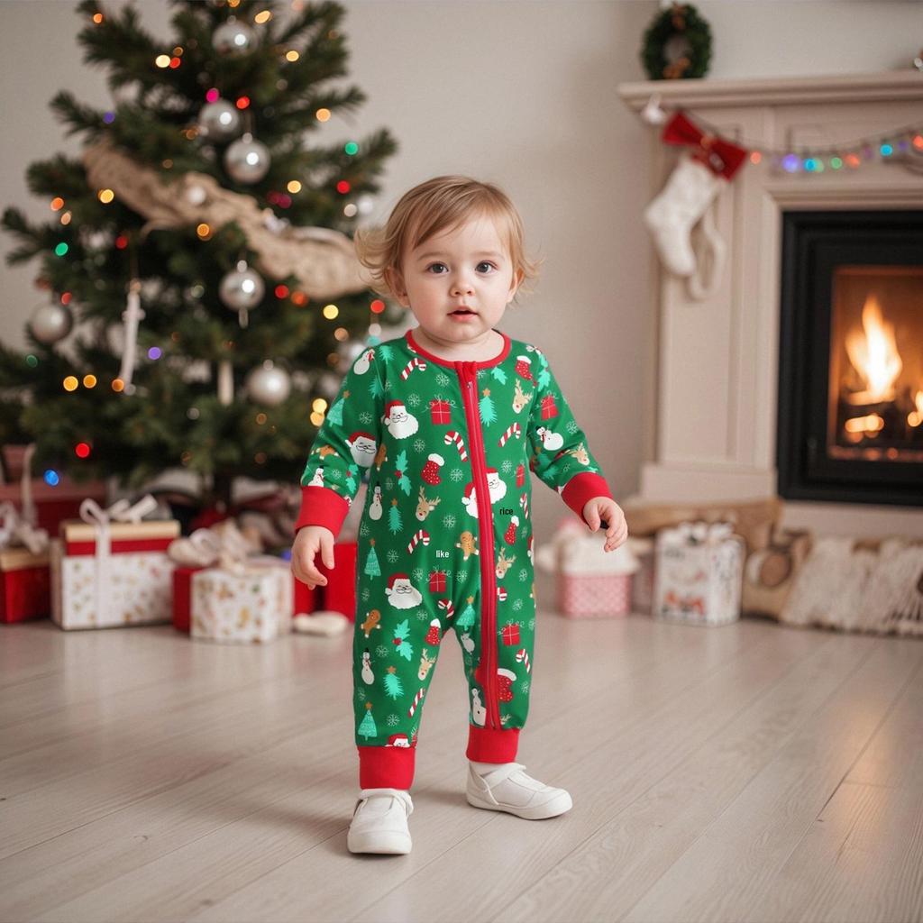 Autumn Baby Romper: Christmas Zipper Long-Sleeve Suit for Crawling & Outings
