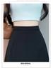 Женская черная юбка с неровным разрезом А-силуэта – средней длины, защищает от воздействия солнечных лучей, идеально подходит для весны и лета