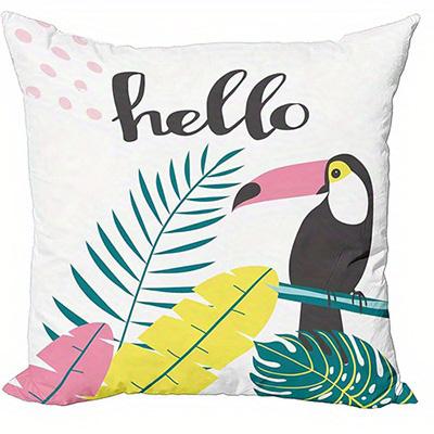 Home Decor Hello Toucan & Flamingo Tropical Style Pillows Pattern Cushion Cover Suitable For Sofa Bedroom Car Pillow Cover