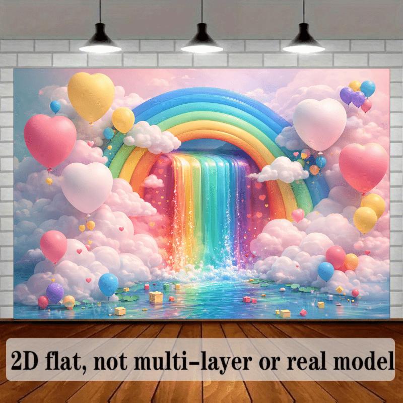 2D Flat Banner - Dreamy Rainbow Celebration Background Fabric, Polyester Material, Suitable for Home Rooms