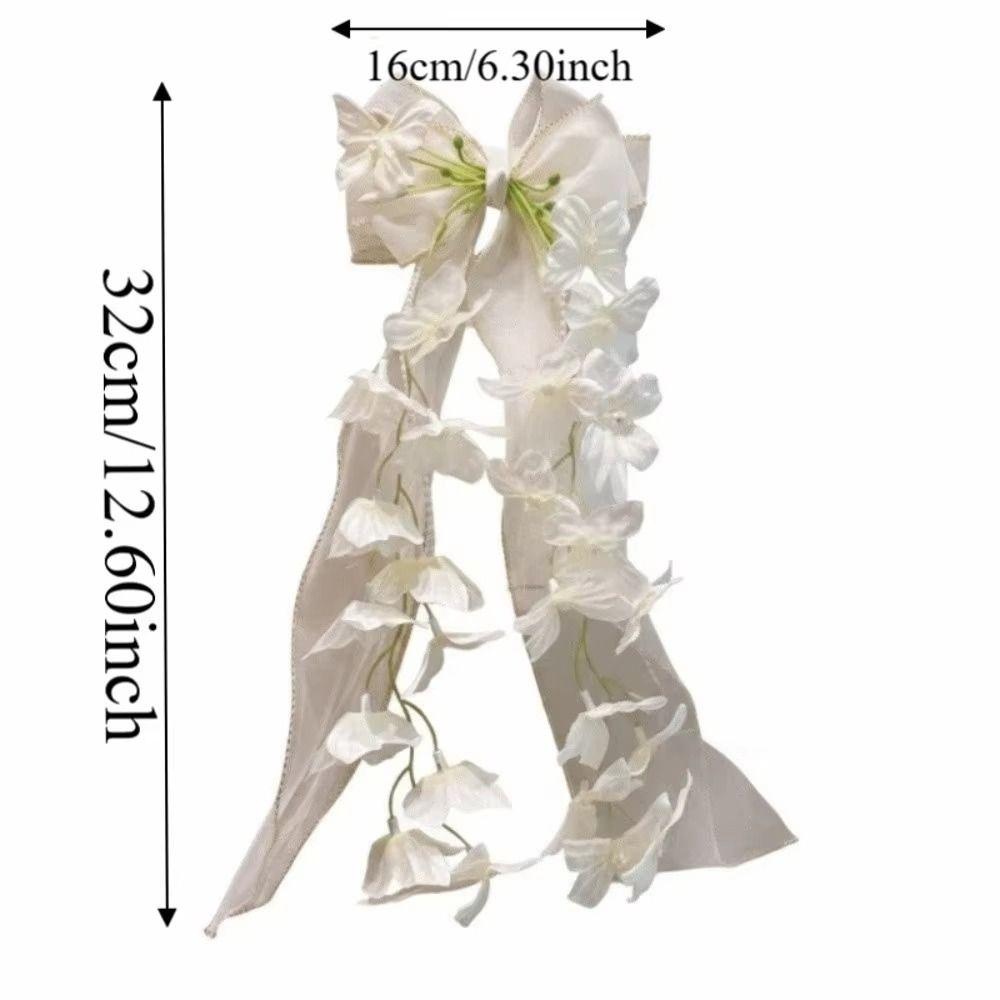 Sheer Ribbon Hair Bow Clip Flower Vine Tassels Ribbon Hair Clip Fashion Bow Hair Clip Gifts