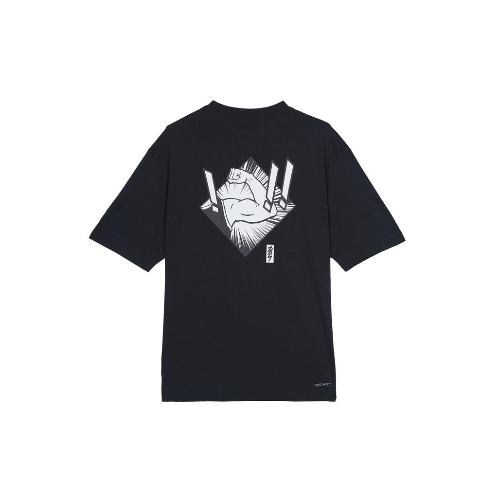 Nike Men's Jordan Dri-FIT Zion Basketball Sports Printing Knit Round Neck Short Sleeve Black T-Shirt DH0593-010