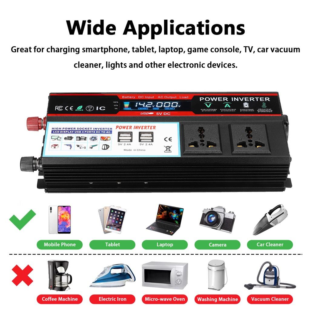 4USB 6000 Вт Солнечные автомобильные инверторы ЖК-дисплей DC12/24 В в AC 110 В/220 В Модифицированная синусоида Преобразователь напряжения Автомобильный адаптер