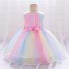 Платья для маленьких девочек, вечерние и свадебные элегантные вечерние платья для новорожденных девочек с большим бантом, платье принцессы на первый день рождения для маленьких девочек