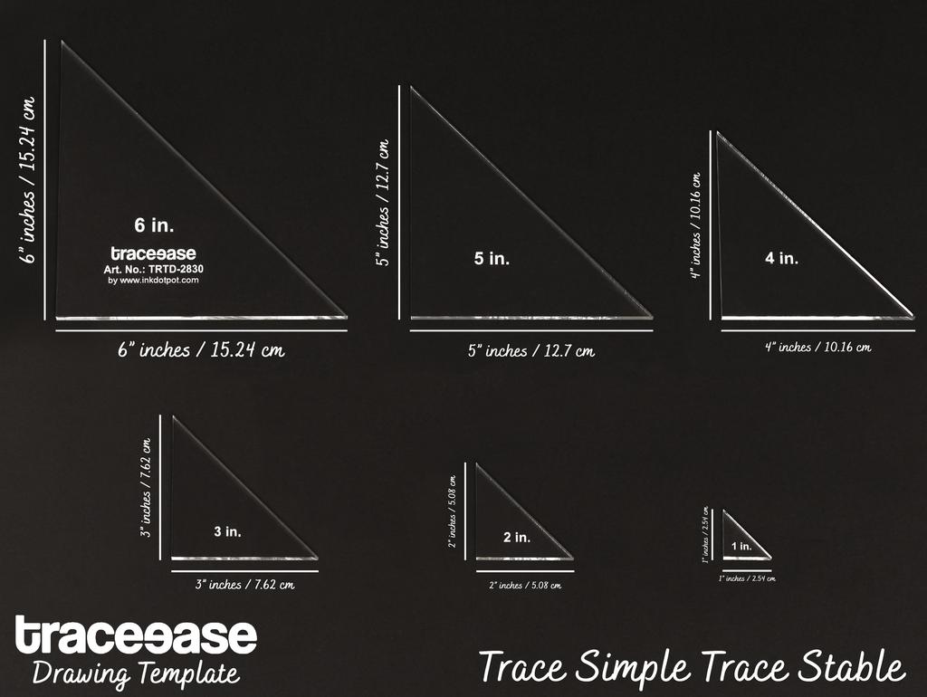 Traceease 6 шт. прямоугольные треугольные геометрические шаблоны-шаблоны 1, 2, 3, 4, 5, 6 дюймов, трафаретная линейка «сделай сам», для геометрических измерений — толщина 1,8 дюйма