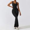 Women's Sleeveless Tank Top Jumpsuit Threaded Square Neck Hip Lift Slim Sexy Jumpsuit Backless Jumpsuit