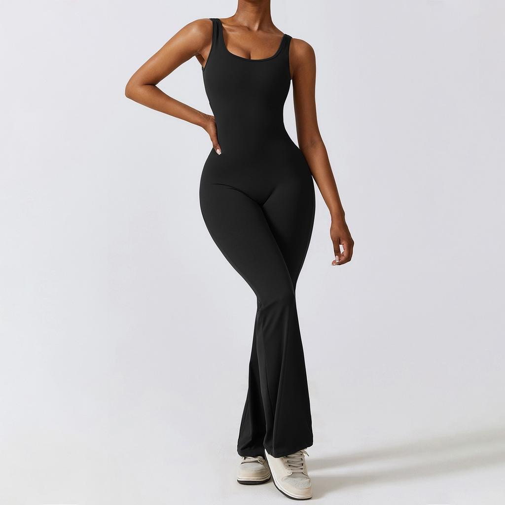 Women's Sleeveless Tank Top Jumpsuit Threaded Square Neck Hip Lift Slim Sexy Jumpsuit Backless Jumpsuit