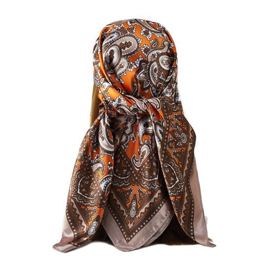 Women Head Wrap Vintage Retro Square Shape Contrast Color Foldable Head Protection Soft Fabric Paisley Print Summer Scarf Female Headwear