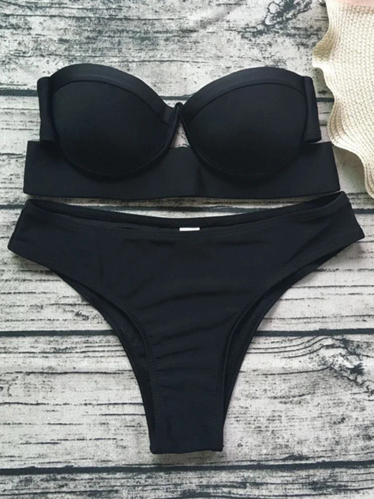 Неоново-зеленый бюстгальтер пуш-ап чашка бикини женский бандо купальник женский купальный костюм комплект из двух предметов бикини бразильский купальник Swim Lady