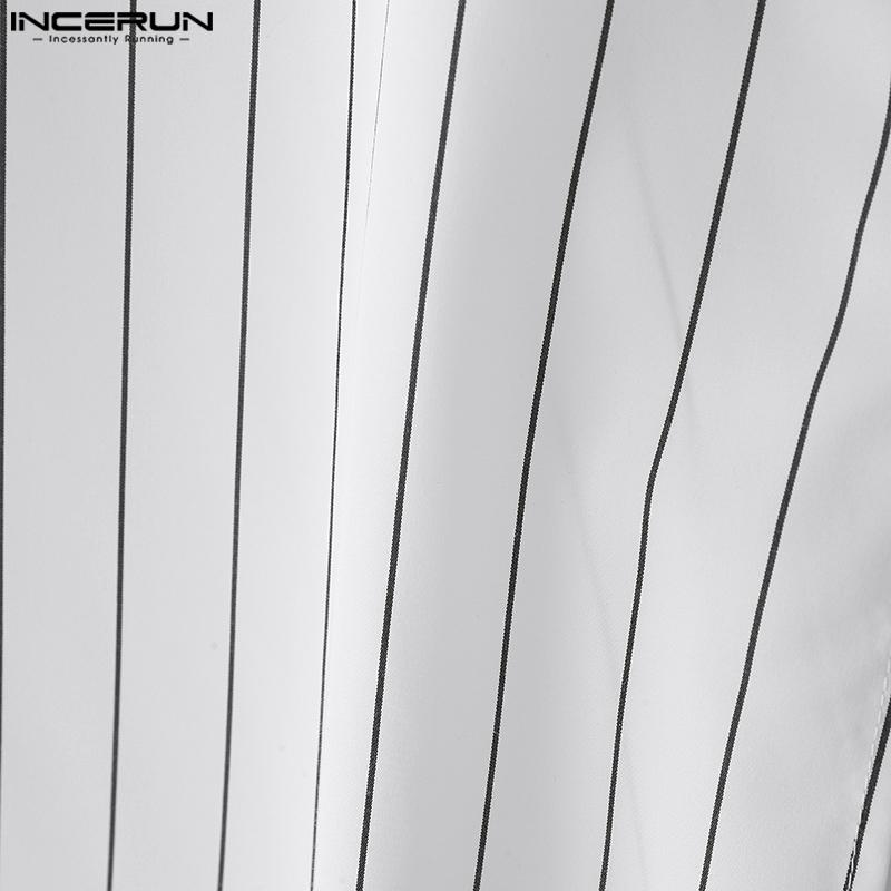 INCERUN Мужские повседневные футболки с V-образным вырезом, коротким рукавом, полосатым перекрестом спереди, асимметричным низом