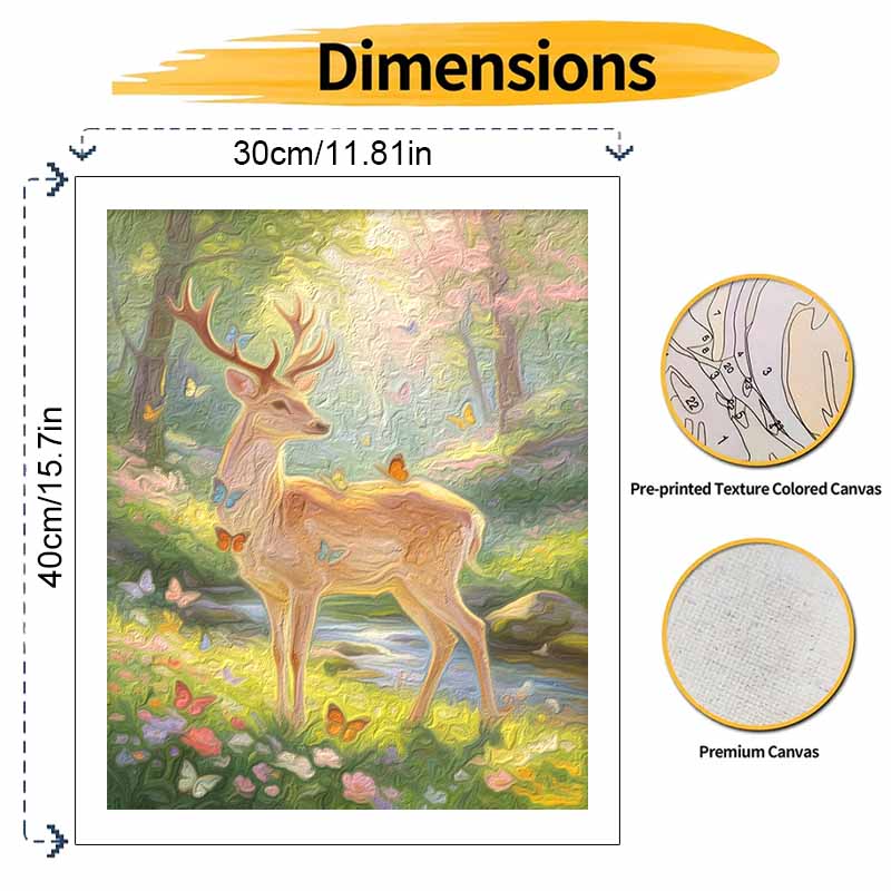 Digital oil painting art painting kit handmade diy deer butterflies sunlit forest flowers stream meadow pastel home decorations