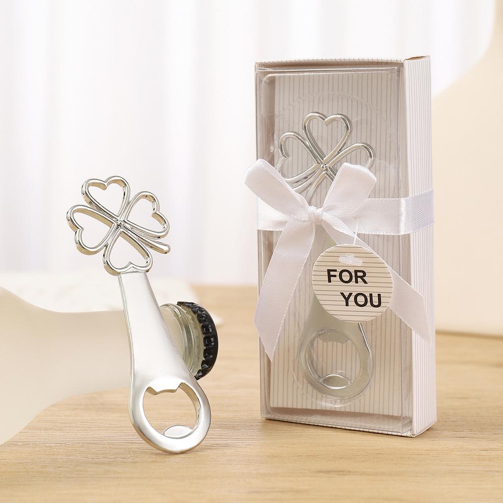 1PC Elegant Golden Clover Bottle Opener - Durable Zinc Alloy, Heart-Shaped Design - Perfect for Wedding Gifts, Birthday Parties, and Beer Lovers
