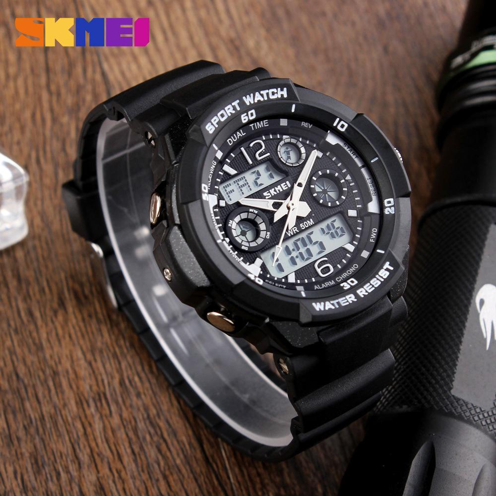 Студенческие спортивные водонепроницаемые электронные часы с двойным цифровым дисплеем для младшей средней школы, для занятий спортом на открытом воздухе, для альпинизма, электронные часы