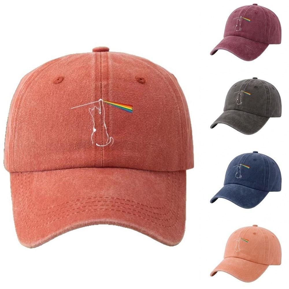 Rainbow Hook Printed Dad Hat Washed Cotton Sun Protection Hat Vintage Baseball Cap For Men Women