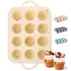 Leeseph Silicone Muffin Pan Cupcake Pan Molds, 12 Cups Non-stick Baking Molds with Handle for Making Muffin Cakes Cupcakes Tart