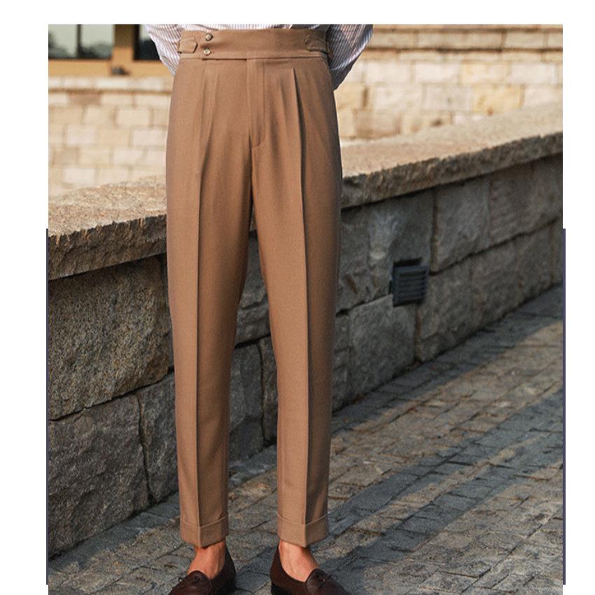 2023 Italian Slim-Fit Men's Business Casual High-Waisted Dress Pants for Autumn and Spring