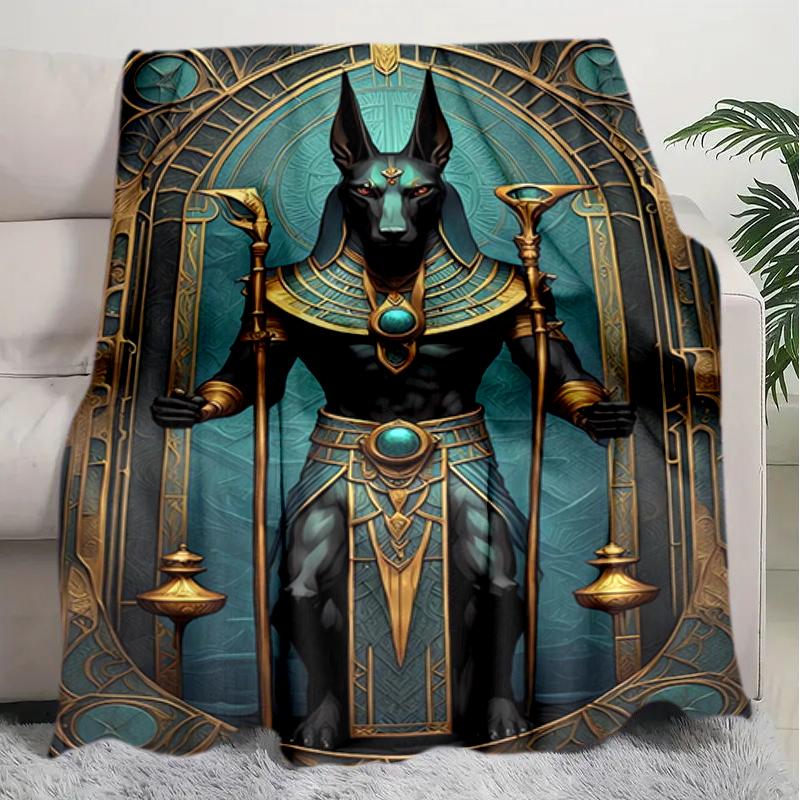 1PC Egyptian theme printed blanket, all season lightweight home office outdoor nap multifunctional blanket A7