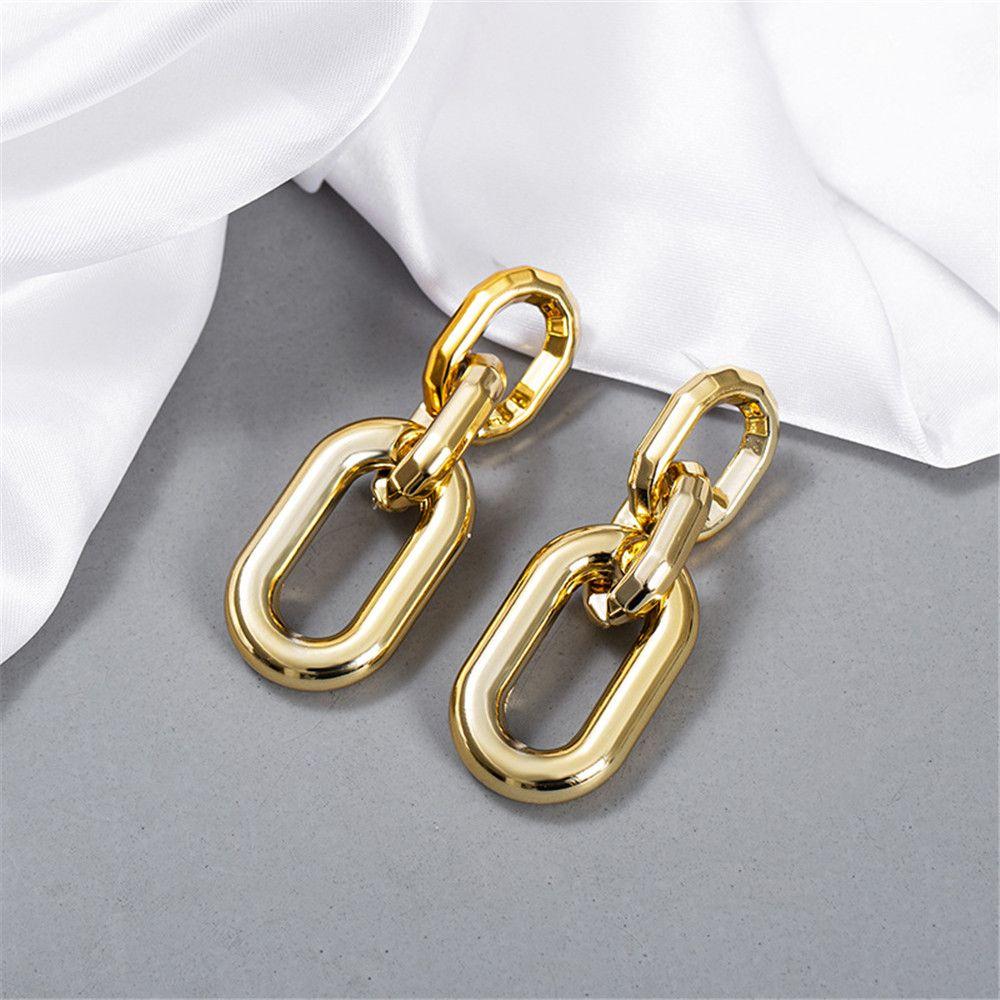 Gold Korean Woman Big Earrings Chain Drop Earrings Eardrop Gift Jewelry