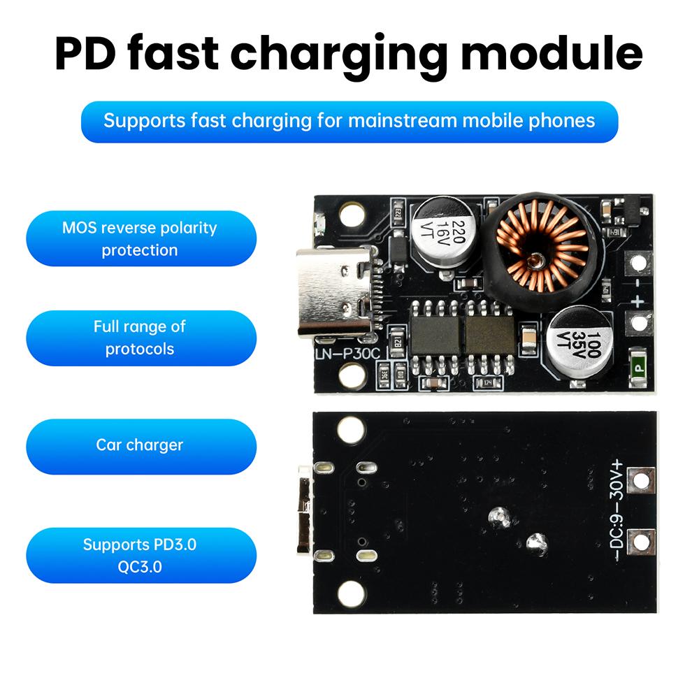 DC 10-30V 30W Mobile Phone Power Fast Charging Module Car Charging Type C Supports PD3.0 QC3.0 FCP SCP AFC PPS