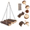 8pcs Squirrel Wooden Swing Toy Funny Hamster Ladder Small Pet Animal Playing Toy Set