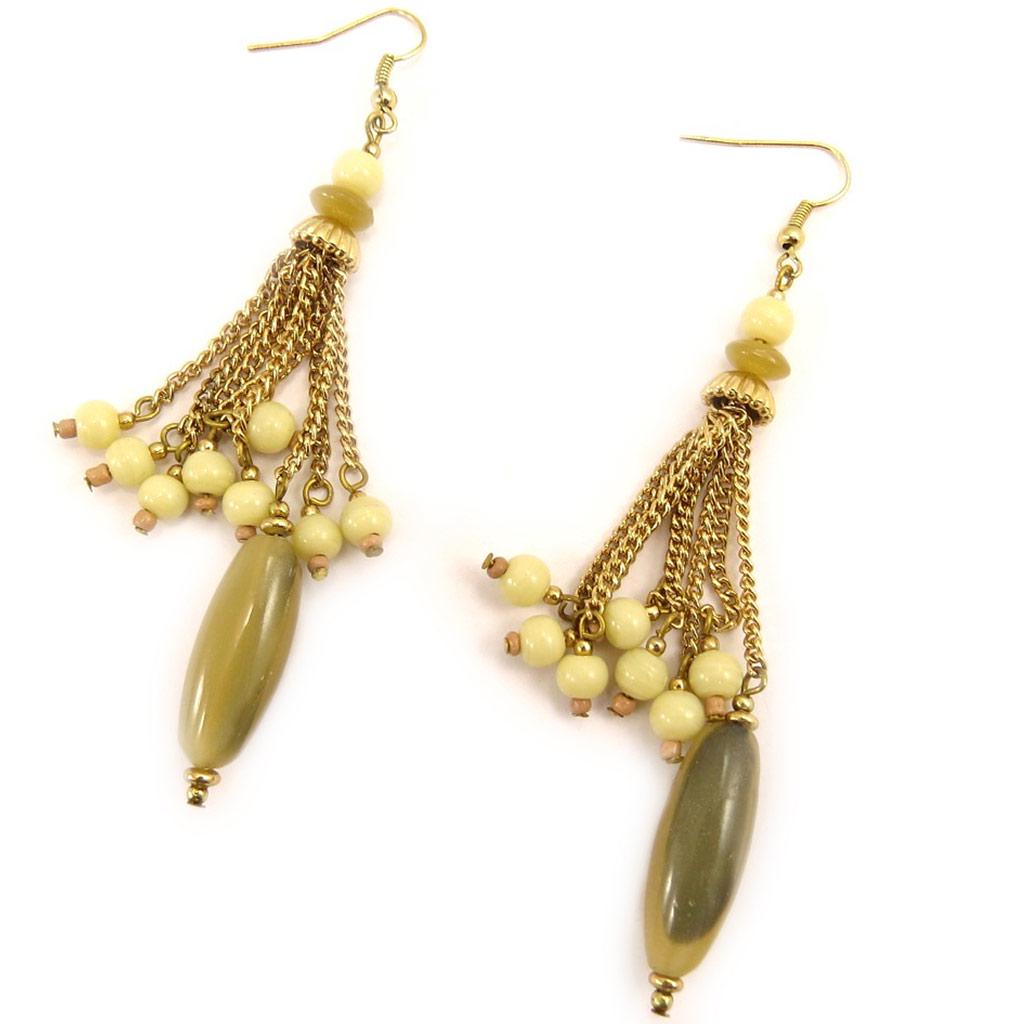 Les Trésors De Lily [L5216] - Золотисто-зеленые дизайнерские серьги «Килиманджаро».