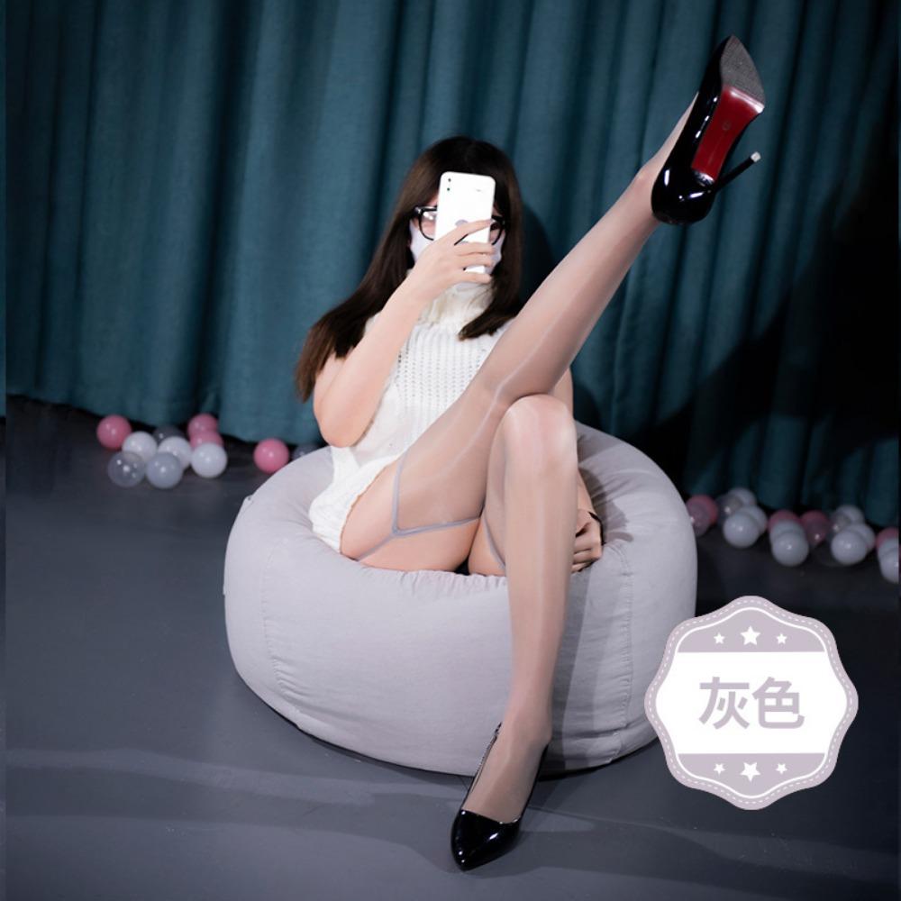 Qinghe Aurora Подвязочные чулки Сексуальные Контрастный цвет Флиртующие Четырехсторонние Открытые Колготки Секс Развлечения Лошадиное масло Черный шелк Ночной клуб