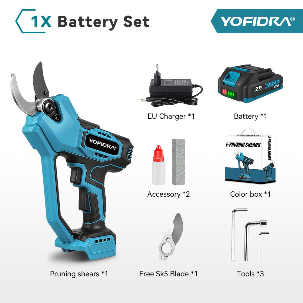 Yofidra 60 мм AI Управление передачами Бесщеточный электрический секатор Аккумуляторный для обрезки деревьев бонсай Электрические ножницы для аккумулятора Makita 21V