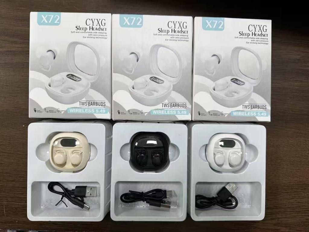 X72 Sleep Headphones In-Ear Sleeping Sensory Mini Bluetooth Headphones HD Digital Display Ultra Long Battery Life OWS Headphones