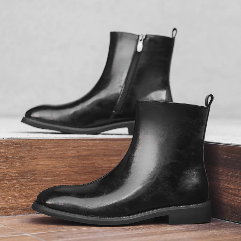 Ботинки Martin мужские квадратные ботинки челси в британском стиле высокие кожаные туфли ретро трендовые короткие ботинки 89757-J