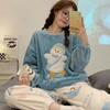Уютный женский пижамный комплект из кораллового флиса - Милый и теплый фланелевый для осени/зимы