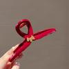 1 шт. Шикарная и уникальная красная заколка-краб для волос - Стильная заколка-акула для причесок «полупучок», Винтажный минималистичный дизайн, Пластиковый материал, Элегантный аксессуар