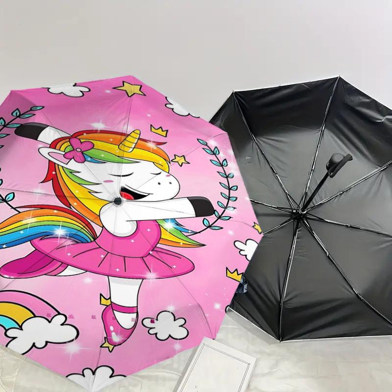 1PC Unicorn Ballet Umbrella-8-Rib Reinforced Portable Folding Travel Suitable for All Seasons Outdoor Daily Use-G363