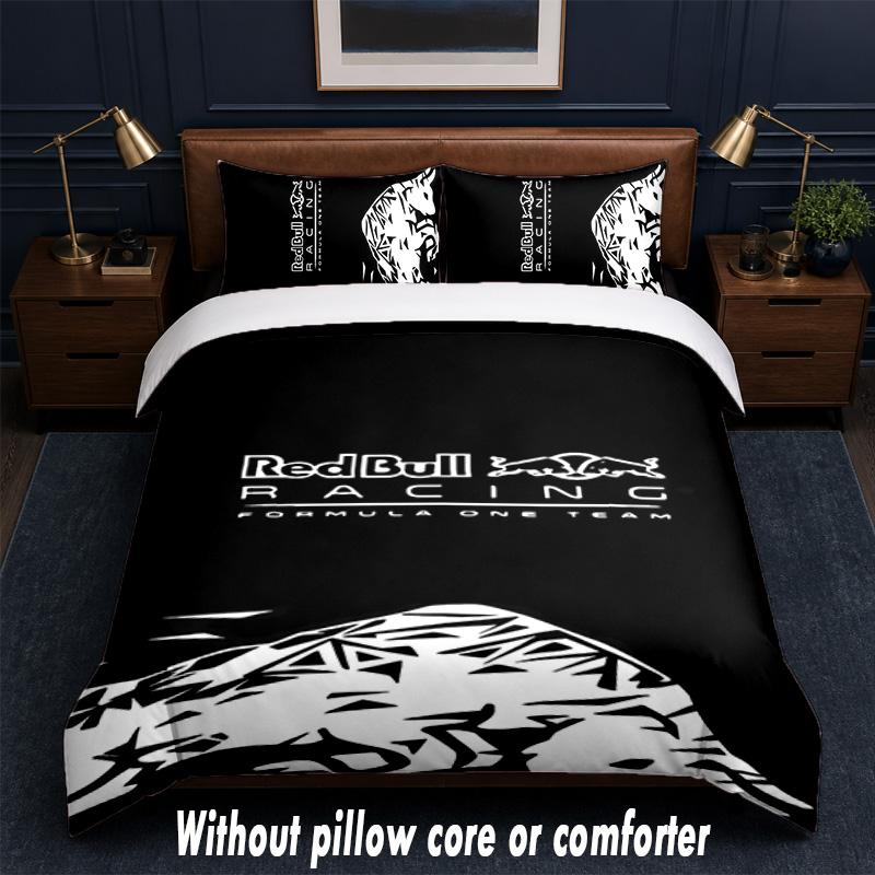 Red Bull Racing Design Bed Bedding Set 1 Duvet Cover + 2 Pillowcases Soft Breathable Household Bed Linens